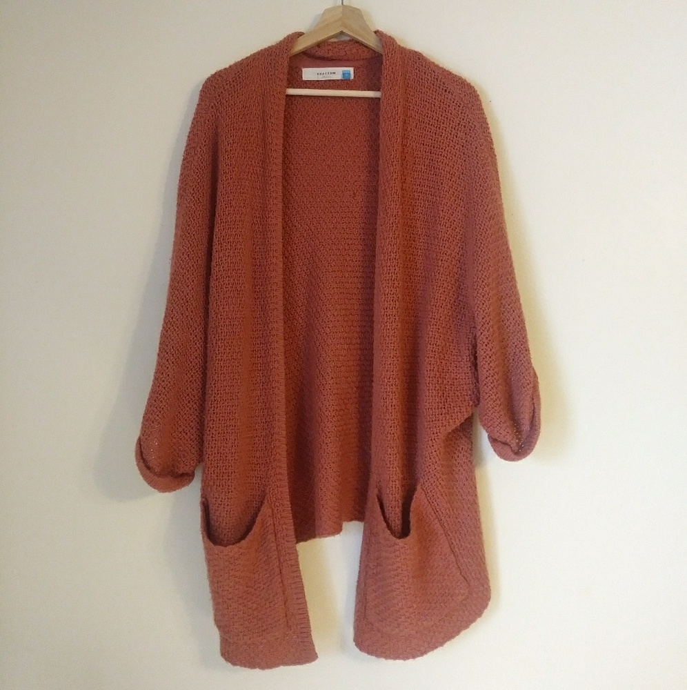 oversized coral cardigan